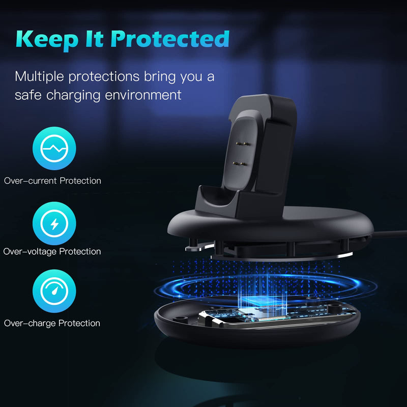 [Australia - AusPower] - TiMOVO Charger Dock Compatible with Fitbit Versa 4/Versa 3/Sence 2/Sence, Anti-Slip Charging Stand Dock with 3.3Ft USB Cable Cord, Magnetic Charging Cradle Station for Versa 4 Smartwatch - Black 