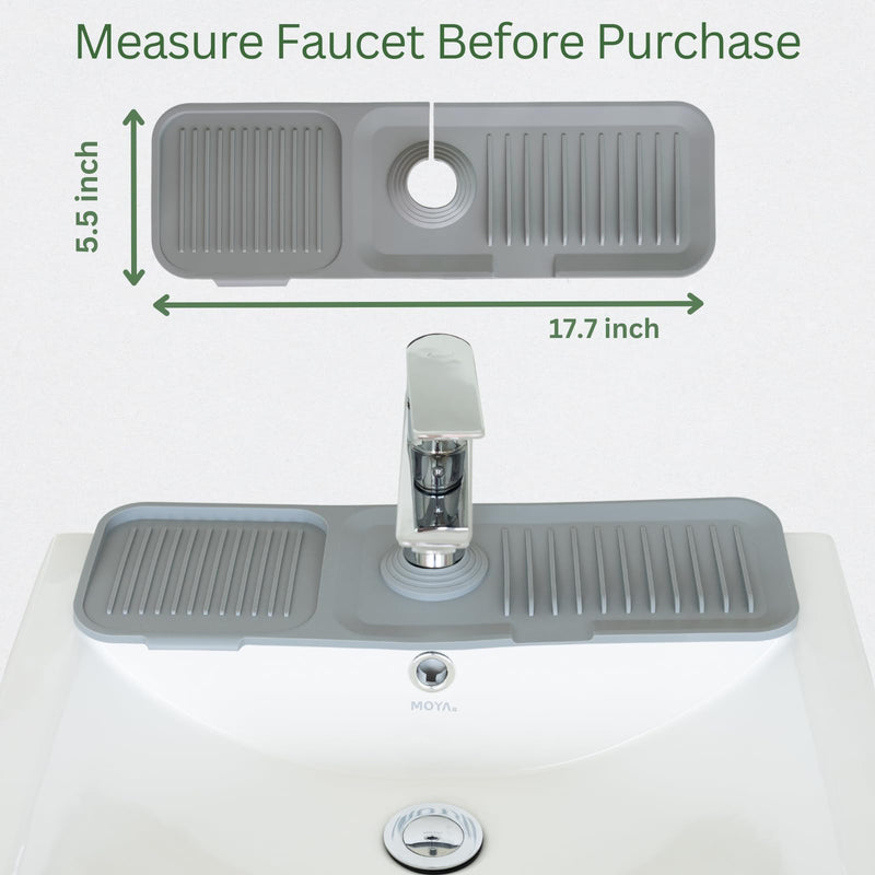 [Australia - AusPower] - Silicone Draining Mat For Kitchen Sink, 17.7 x 5.5 inches, 5Â° Sloped Kitchen Sink Splash Guard, Faucet Splash Guard For Kitchen Sink, Silicone Sink Mat, Dark Gray 17.7 Inch 