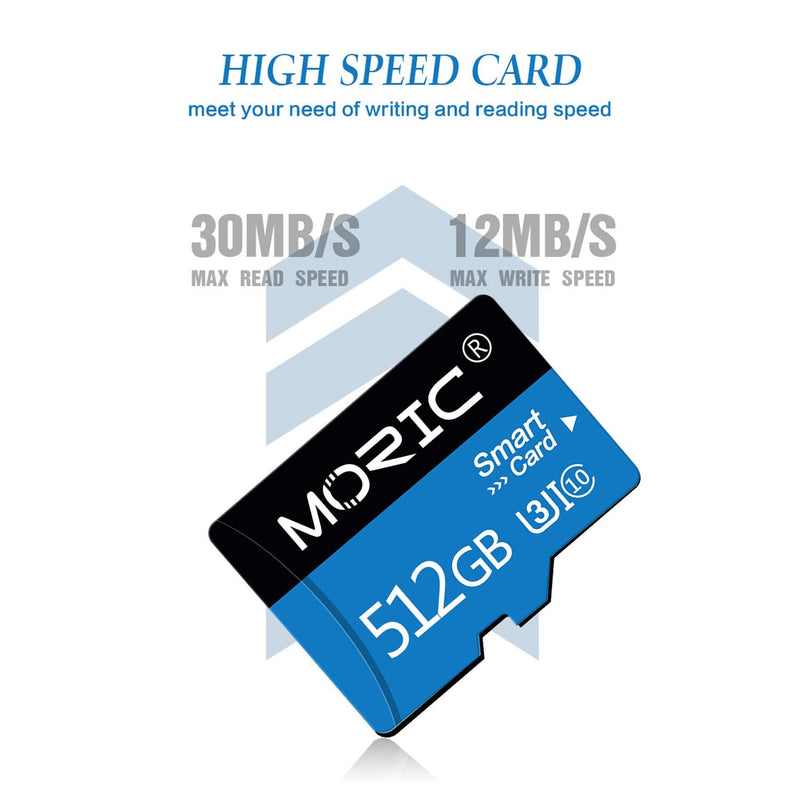 [Australia - AusPower] - 512GB Memory Card Class 10 MicroSDXC Card Micro SD Card Compatible Computer Camera and Smartphone Memory Card with SD Card Adapter(512GB) 