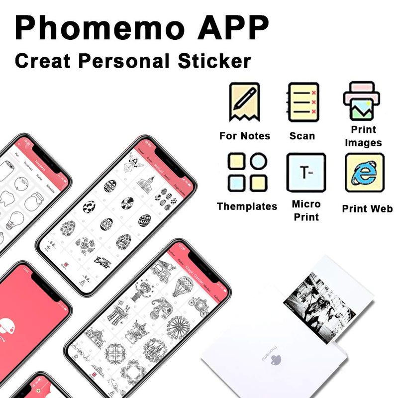 [Australia - AusPower] - Phomemo M02 Portable Bluetooth Photo Printer, Wireless Sticker Mini Printer Pocket Thermal Sticker Maker Mobile Printer, Compatible with iOS and Android, for Print Photo, Journal, Fun, Black and White M02-White 