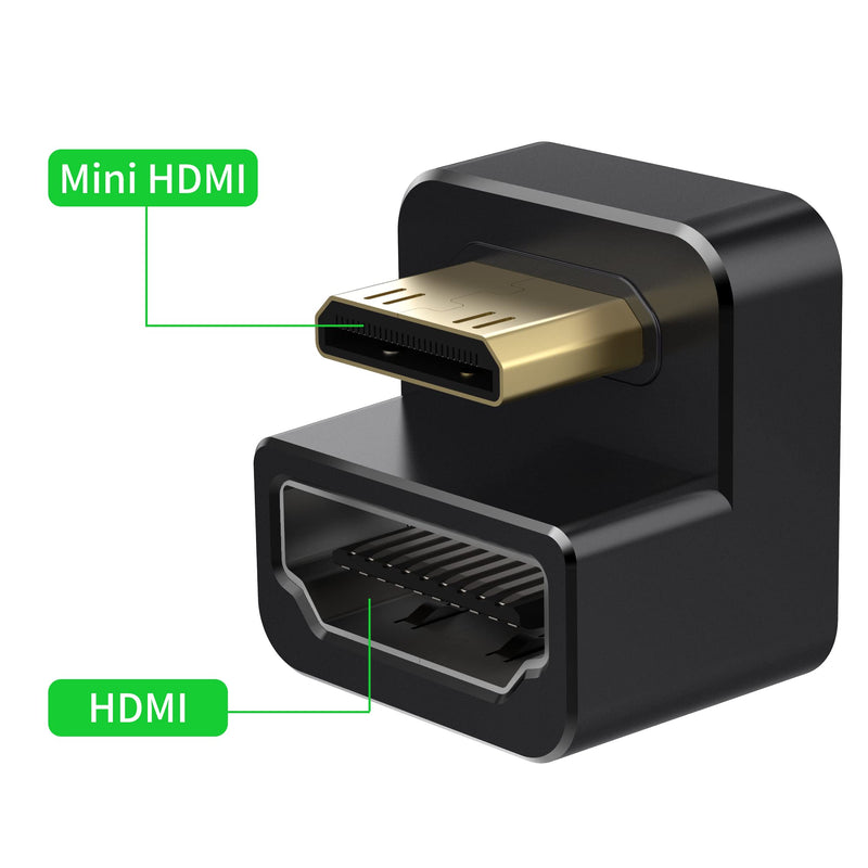 [Australia - AusPower] - AGVEE [1 Pack] 180 Degree Angled Mini HDMI to HDMI Adapter, U-Shaped HDMI 2.0 4k@60HZ Mini HDMI (C-Type) Male to HDMI (A-Type) Female Coupler Extender Connector Extension Converter, Black 1 Pack 