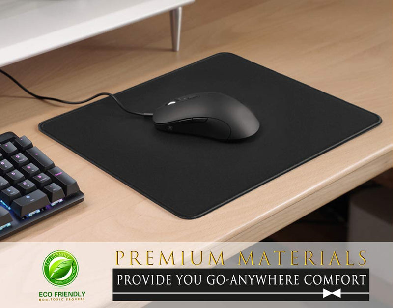 [Australia - AusPower] - MROCO Mouse Pad [30% Larger] with Non-Slip Rubber Base, Premium-Textured & Waterproof Computer Mousepad with Stitched Edges, Mouse Pads for Computers, Laptop, Gaming, Office & Home, 8.5 x 11 in, Black LARGE (8.5" x 11") Office/ 1 Pack 