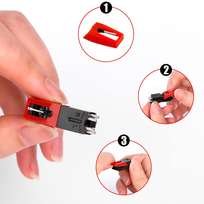 [Australia - AusPower] - 5pcs Record Player Needle, Turntable Replacement Needle Long-Lasting Record Player Needle Replacement for Vinyl Record Player (Red) 