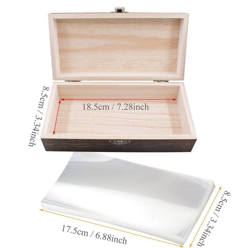 [Australia - AusPower] - MiDube Wooden Storage Box with 100 PCS Clear Money Collection Display Case, Currency Sleeves Organizer Dollar Bill Holder for Paper Stamp Souvenirs Banknote Storage Kit Protector Bag (Deep Wood) Deep Wood 