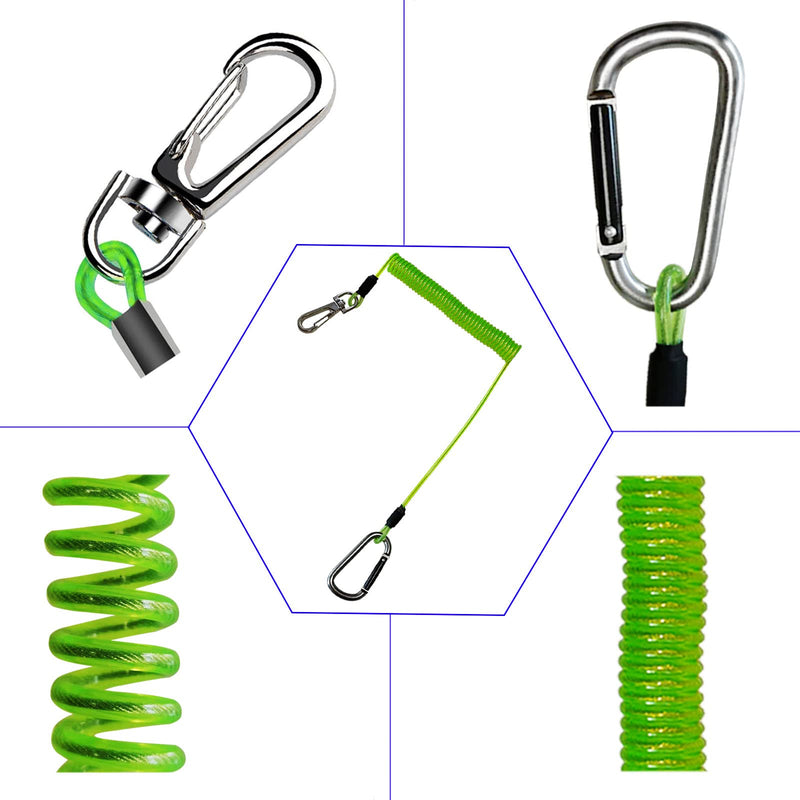 [Australia - AusPower] - OXDFNZU Fishing Lanyard, Heavy Duty Coiled Lanyards Stainless Steel Wire Inside, Safety Rope Extension Cord Tether, Retractable Fishing Accessories for Rods, Pliers, Boating, Paddles, Kayak 