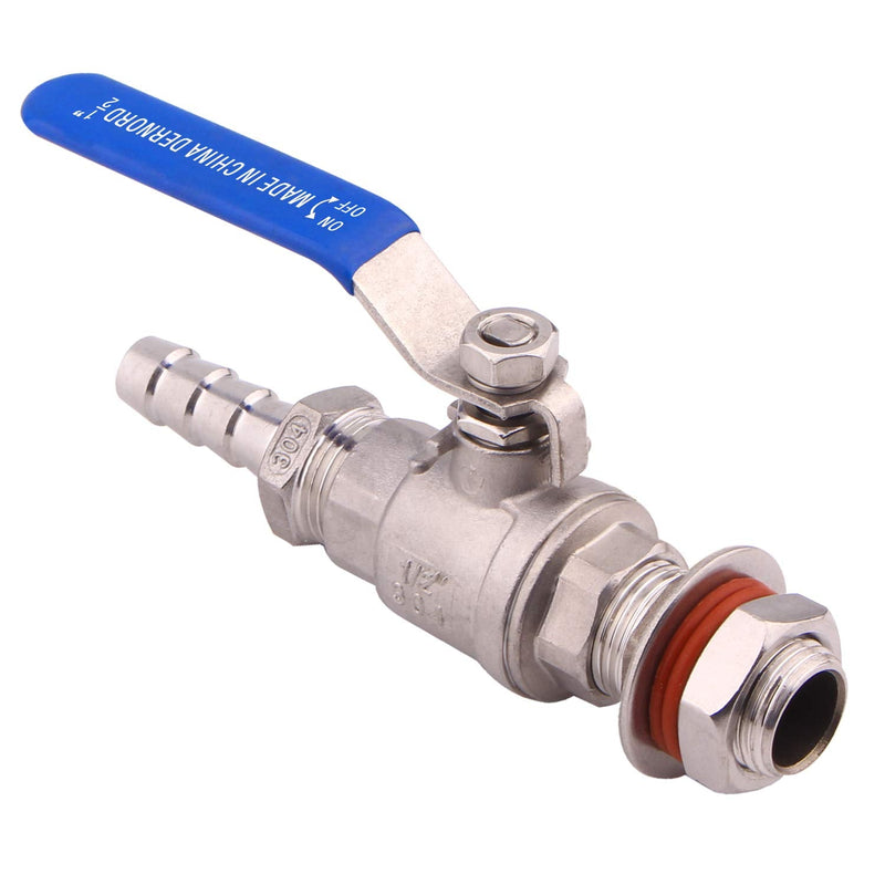 [Australia - AusPower] - DERNORD 1/2 Inch Stainless Steel Ball Valve Weldless Bulkhead For Home Brew Kettle (1/2 NPT to 1/2 Barb Hose) 1/2 NPT to 1/2 Barb Hose 