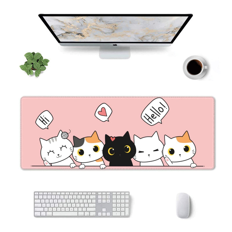 [Australia - AusPower] - Pink Cute Kittens Cat Gaming Mouse Pad Large XL Girls Kawaii Desk Mat Long Extended Pads Big Mousepad for Home Office Decor Accessories 1 