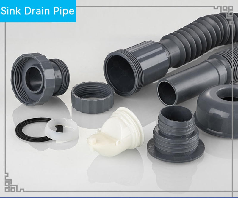 [Australia - AusPower] - Plastic Bathroom Sink Drain Pipe, Flexible Sink Drain Pipe, Kitchen Sink Drain Pipe, Gray, Retractable, 13-35 inches 