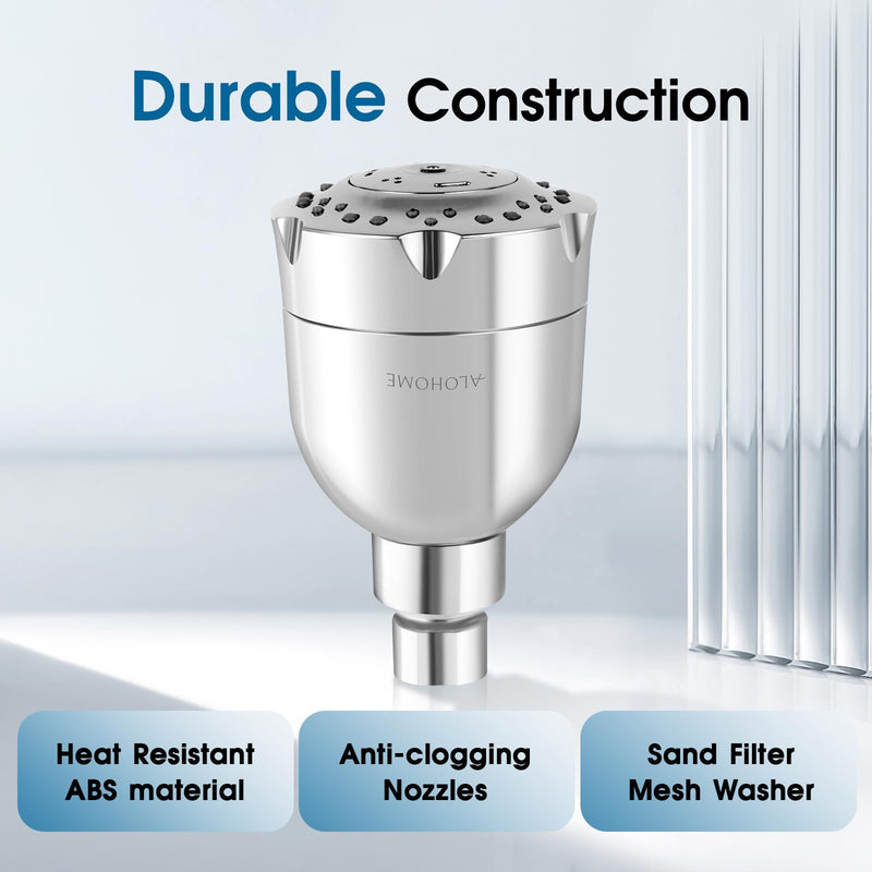 [Australia - AusPower] - High Pressure Shower Head, ALOHOME Rain Shower Head with 6 high flow Spray Settings, 3.6'' Chrome Finished Bathroom Shower Head with Adjustable Brass Ball Joint for Luxury Spa Shower Experience 