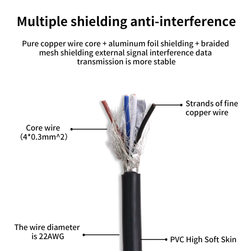 [Australia - AusPower] - Eonvic Industrial M12 Female 4 Pin Connector Molded PVC Aviation Sensor Cable M12 4Pin Female Cable 