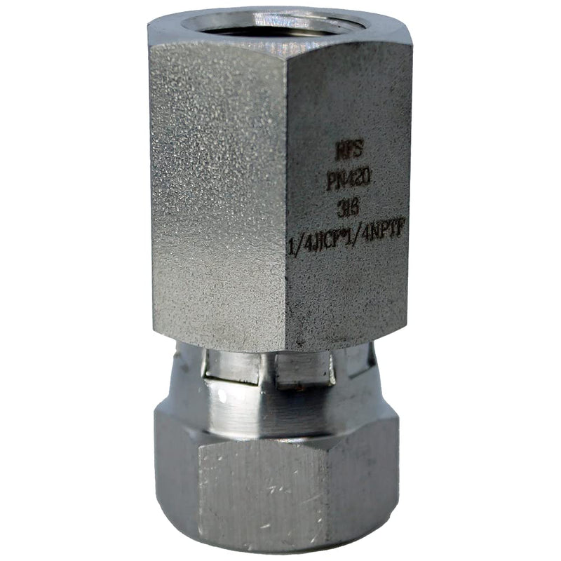 [Australia - AusPower] - RFS Stainless Steel Straight Tube Fitting, 1/4" Female JIC Swivel x 1/4" Female NPT Pipe 1/4"JIC x 1/4"NPT 