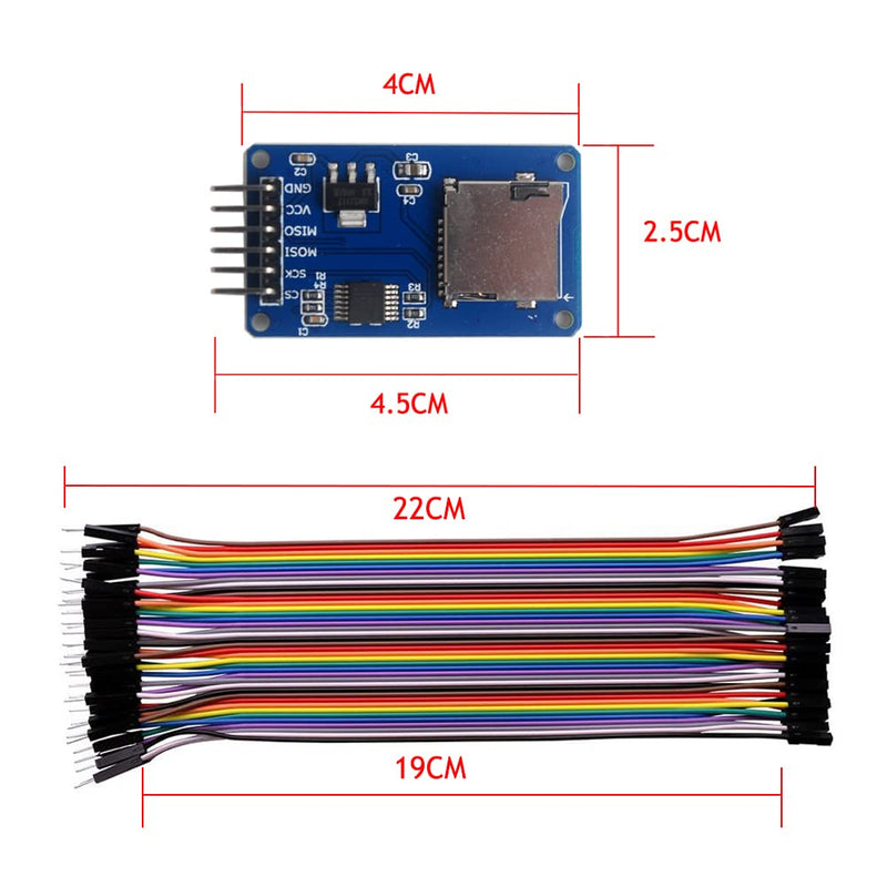 [Australia - AusPower] - Geekstory 5 PCS Micro SD Card Module Mini TF Card Adapter with Memory Storage Breakout Board SPI Interface Driver + 40 PCS Female to Male Dupont Cable Line for Arduino Raspberry Pi 