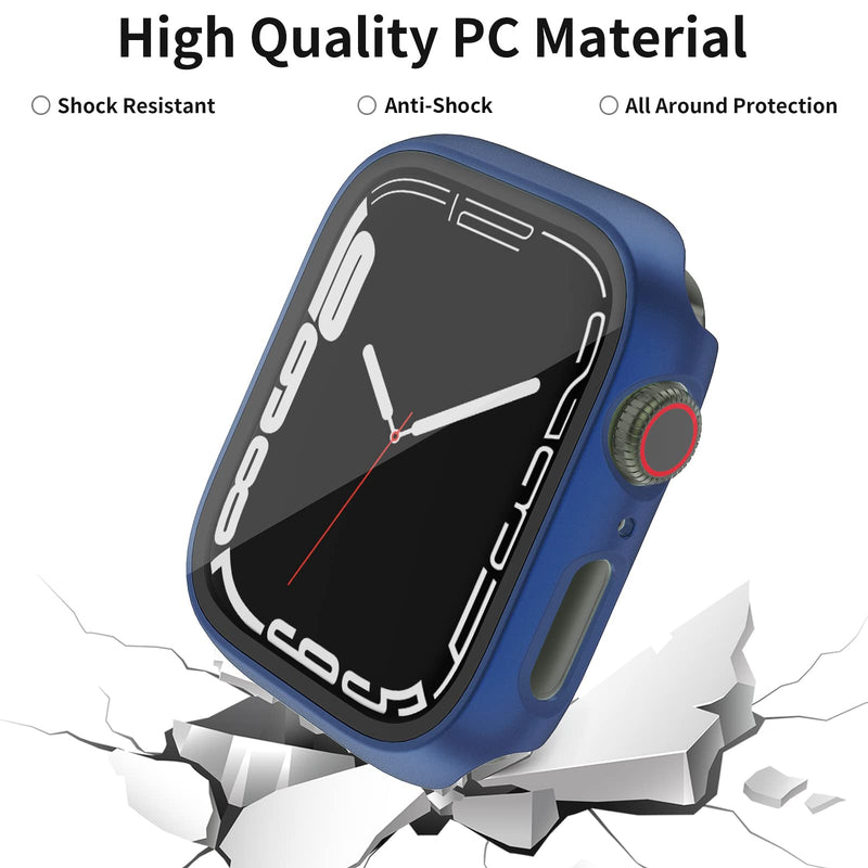 [Australia - AusPower] - Hooglny Hard PC Case Compatible for Apple Watch Series 7 41mm, All Around Protective Cover Shell with Screen Protector for iWatch Series 7 Accessories, 6 Pcs Black/Silver/Red/Blue/Champagne/Rose Gold 