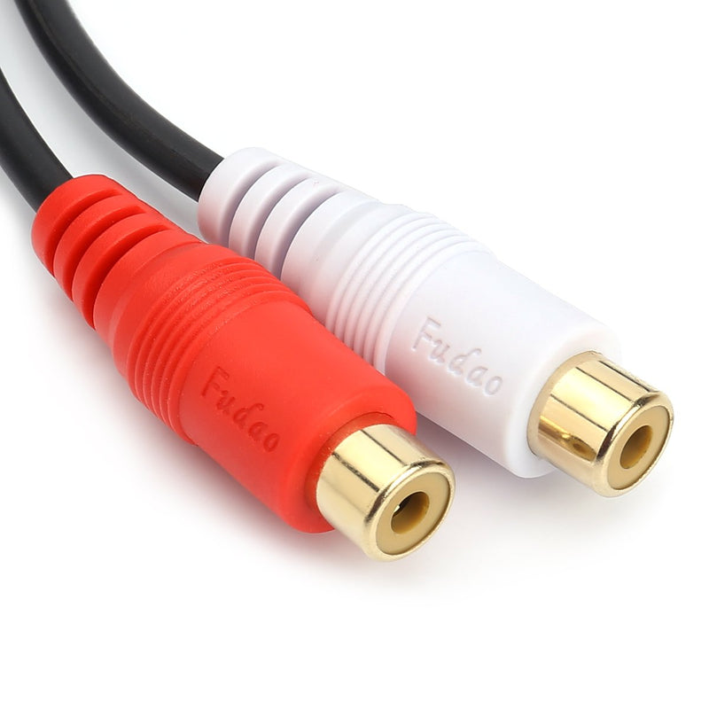 [Australia - AusPower] - RCA (M) to 2 RCA (F) Stereo Audio Y Adapter Subwoofer Cable (24k Gold Plated) 1 Male to 2 Female Y Splitter Connectors Extension Cord (20CM/0.5FT) 