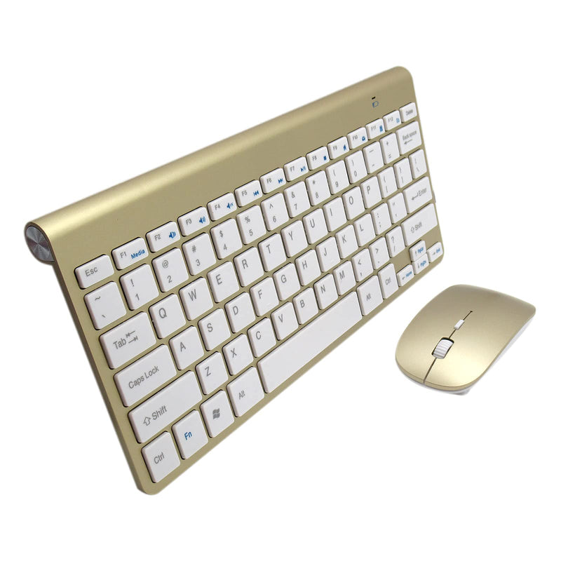 [Australia - AusPower] - USonline911 Premium Quality Gold Wireless Keyboard and Mouse, Wireless Mouse and Keyboard Combo, 2.4GHz Silent USB Wireless Keyboard Mouse Combo Waterproof for PC Desktops Computer, Laptops, Windows 
