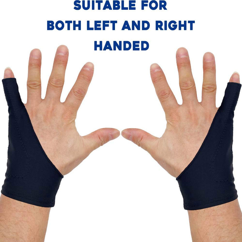 [Australia - AusPower] - AKX Artist Glove XSmall - 2 Pack Palm Rejection Drawing Glove for Graphic Tablet, iPad - Smudge Guard, 1 Finger, Elastic Lycra, Fingerless Glove, Good for Left and Right Hand, Black | AK-010 XS 1 Finger, Black 
