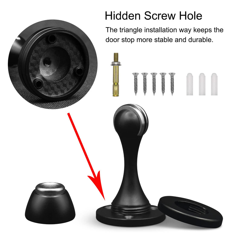 [Australia - AusPower] - Magnetic Door Stops, Door Stopper Stainless Steel Magnetic Doorstop Brushed Satin Nickel, Black Wall Floor Mounted Door Holder Door Catch for Bedroom Bathroom Kitchen Home Office 1 Pack 