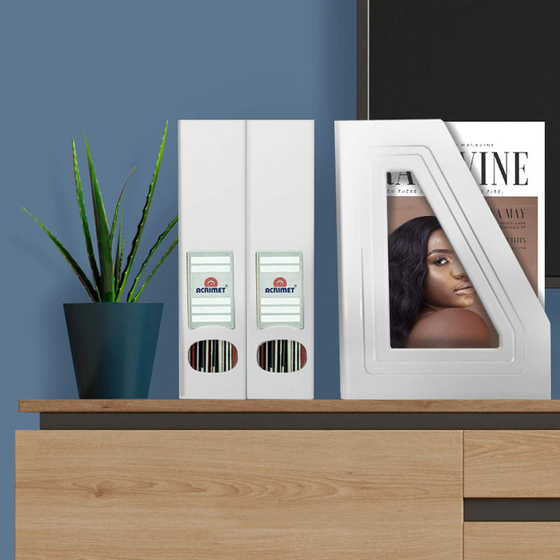 [Australia - AusPower] - Acrimet Magazine File Holder Rack Organizer (Plastic) (White Color) (2 Pack) 