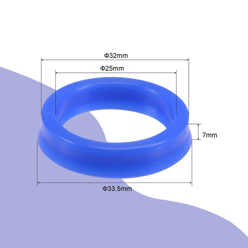 [Australia - AusPower] - MECCANIXITY UN Radial Shaft Seal 25mm ID x 32mm OD x 7mm Width PU Oil Seal, Blue Pack of 5 