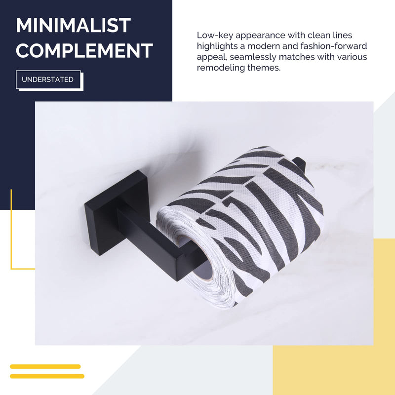 [Australia - AusPower] - Double Towel Hook 2 PCS Bundle with Toilet Paper Holder (Matte Black) 
