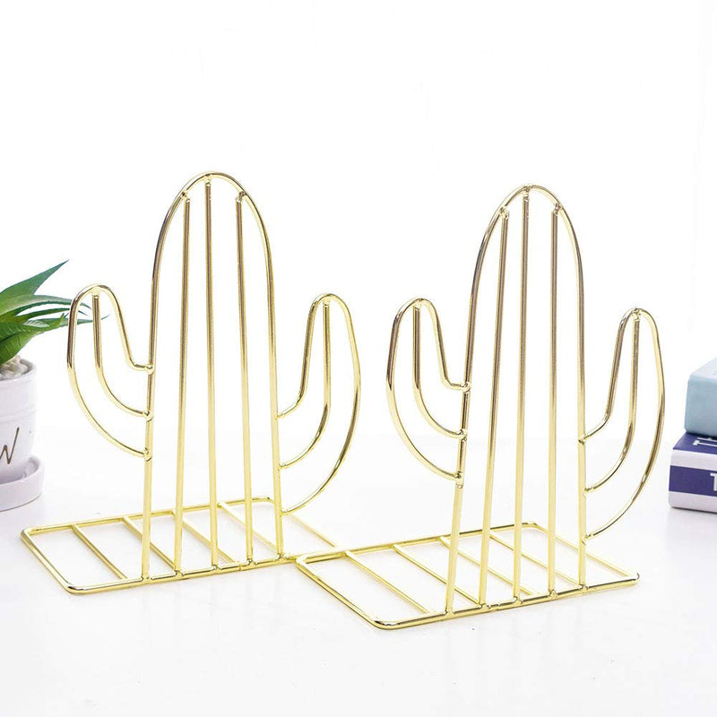 [Australia - AusPower] - Agirlgle Bookends Metal Book Ends Heavy Duty Modern Decorative Cactus Bookend Bookshelf Decor for Home Bedroom Library Office School Book Display Desktop Organizer Decorative for Adults & Kids Gift 