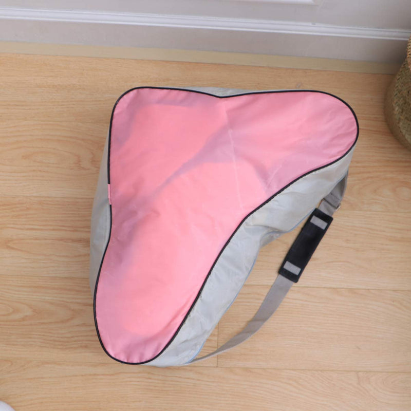 [Australia - AusPower] - LIOOBO Unisex Ice Skate Bag Mesh Cloth Tote Bag Skating Triangle Shoulder Bag for Roller Skates Inline Skates Pink 