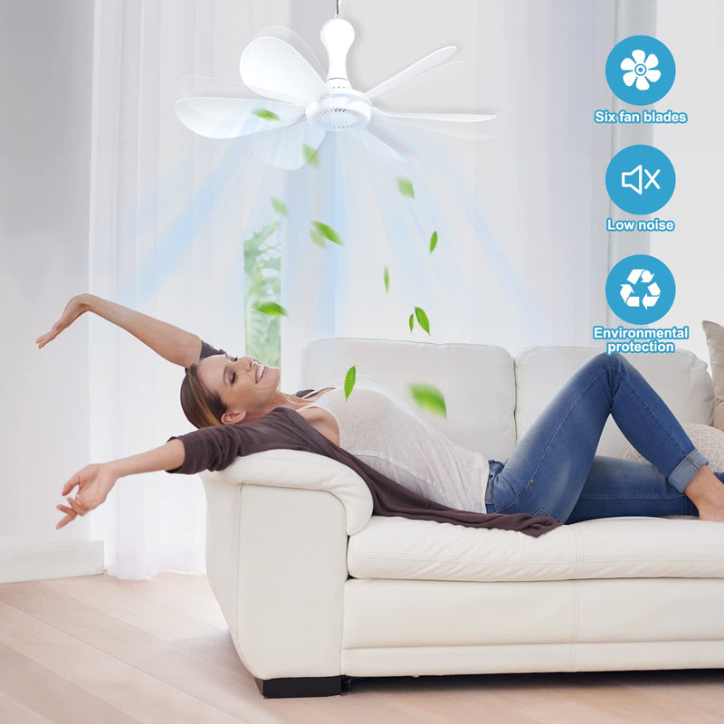 [Australia - AusPower] - Xindejia USB Powered Small Ceiling Fan 6 Blades Quiet DC 5V USB Ceiling Fans for Indoor Outdoor RV Bed Room Desk Travel Camping Tent Canopy Cubicle Mini Portable Hanging Fans - White Switch 