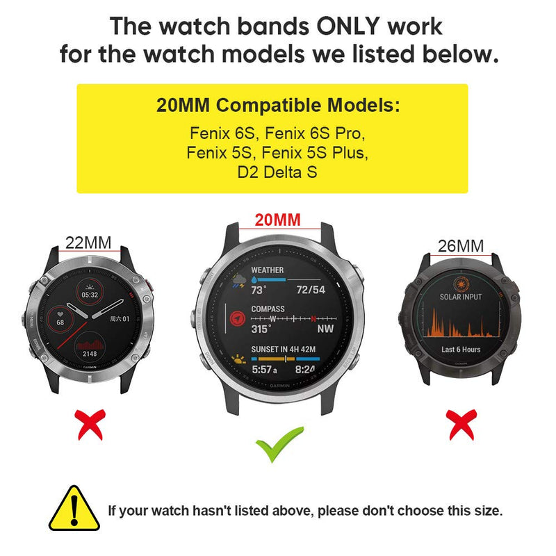 [Australia - AusPower] - ANCOOL Compatible with Fenix 7S Band Two-Tone Soft Watch Band Replacement for Fenix 5S/Fenix 5S Plus/Fenix 6S/Fenix 7S/Fenix 6S Pro Smartwatches (Orange-Black) Orange-Black 
