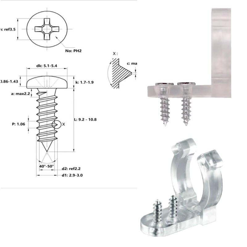 [Australia - AusPower] - TiTiToo Neon Led Rope Clips, Screws for led Rope Lights (50pcs) 50pcs 