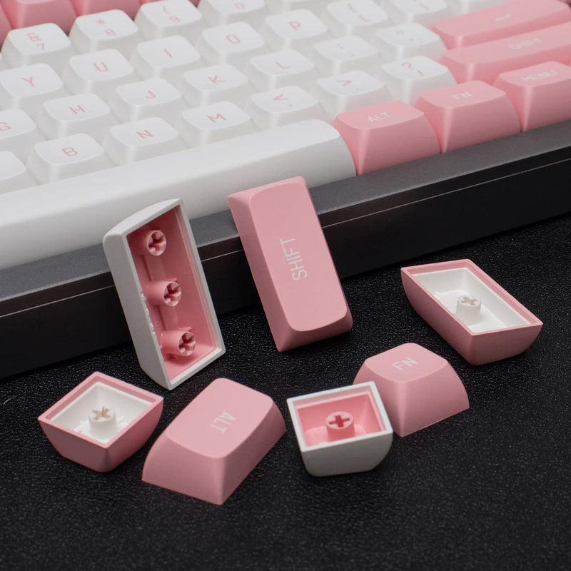 [Australia - AusPower] - Pink White Keycaps Set 150 Keys MSA Profile Double Shot ISO/ANSI Layout for Cherry MX Switches Mechanical Gaming Keyboard Pink White 