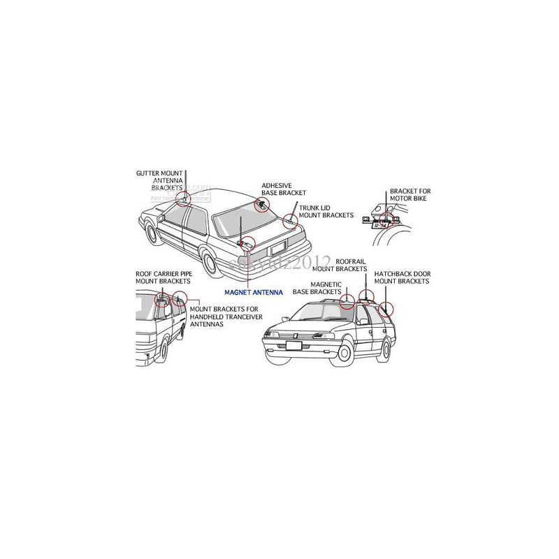 [Australia - AusPower] - HYS Mobile Radio Antenna Mount Base Clip Trunk Lid Hatchback Bracket with SO239 to PL-259 Connector,16.4Ft of RG-58 Coax Cable 