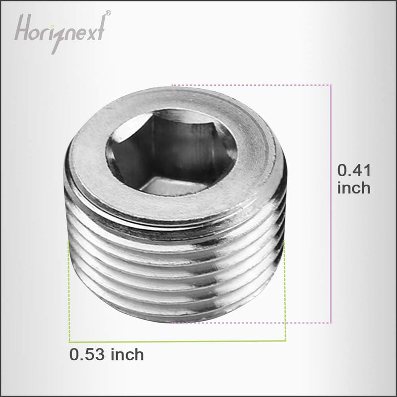 [Australia - AusPower] - Horiznext 1/4 npt male thread internal hex countersunk pipe plug fitting, stainless steel 304 (pack of 4) NPT 1/4 