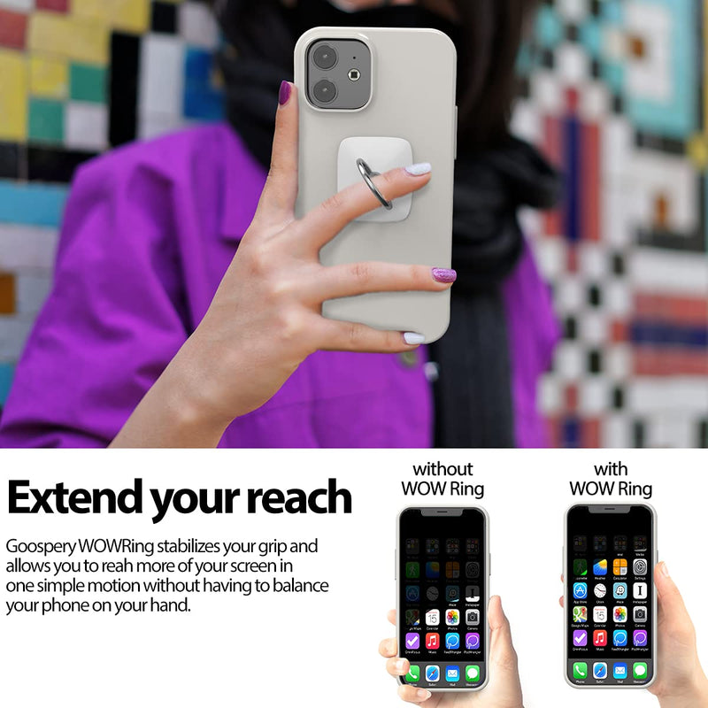 [Australia - AusPower] - Ring Stand Holder, GOOSPERY Wow Ring [Metallic Finish] 360 Degree Rotating Kickstand [Light Anti Drop Finger Phone Grip Ring] Universal Smartphone Compatible - Silver 