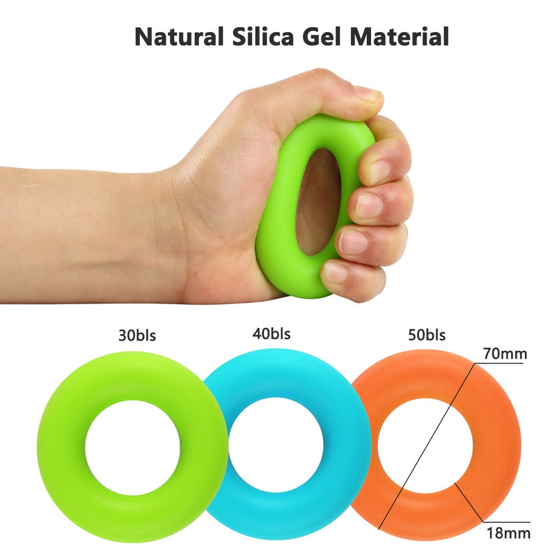 [Australia - AusPower] - Hand Grip Strengthener Kit with Finger Exerciser, Finger Stretchers, Adjustable Hand Gripper and Exercise Rings, Strength Trainer for Athletes, Pianists, Guitar and Therapy 