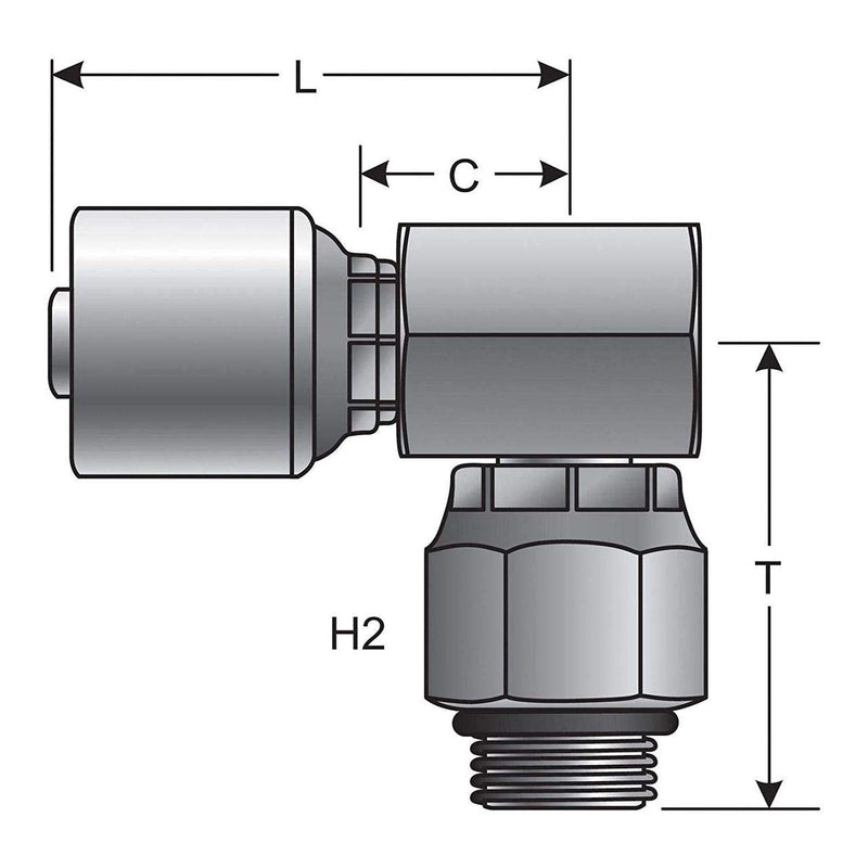 [Australia - AusPower] - Gates G25123-0406 Male O-Ring Boss Swivel - 90 Block (MegaCrimp) 