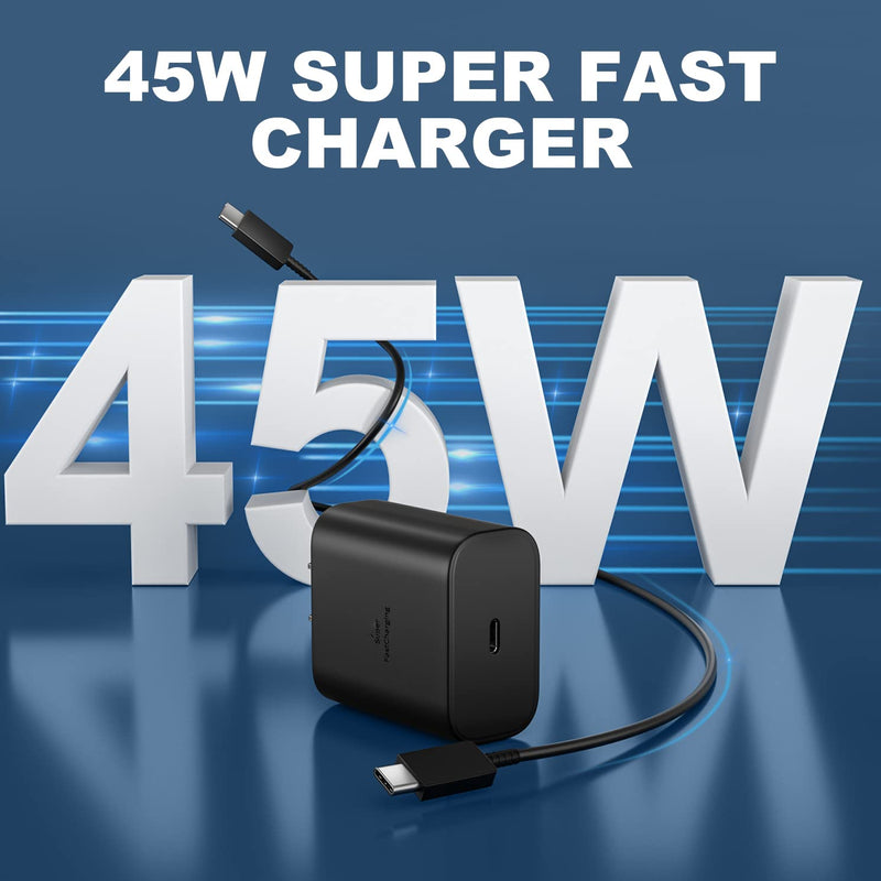 [Australia - AusPower] - 45W USB-C Super Fast Charging Wall Charger for Samsung Galaxy S22 Ultra/S22+/S22/S21 S20 Plus Ultra, Note 10+ 5G/Note 20, Tab S8/S8+/S8 Ultra/S7, PD 3.0 PPS Type C Charger Adapter with 5ft Cable black 