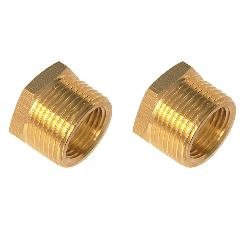 [Australia - AusPower] - YOUHO Brass Threaded Pipe Fitting 3/4 Inch NPT Male x 1/2 Inch NPT Female Hex Bushing Adapter (Pack of2) 
