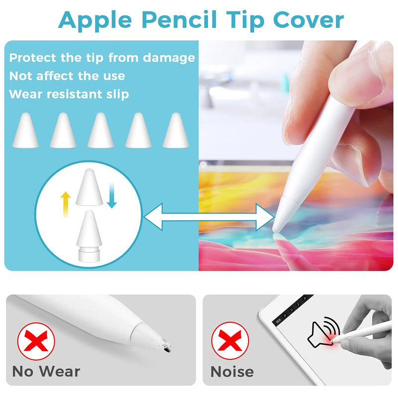 [Australia - AusPower] - joyroom Pencil Tips for Apple Pencil 1st & 2nd Gen, with 5 Pcs Pencil Nibs Cover Compatible with iPencil iPad Pro/iPad Air 3rd/4th/iPad Mini 5th Generation 