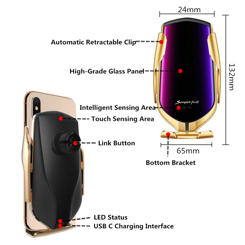 [Australia - AusPower] - Solomo Wireless Car Charger Mount, Luxury Auto-Clamping 7.5W /10W Qi Fast Charging Car Cell Phone Charger Holder Compatible with iPhone Xs Max/Xr/Xs/ 8 Plus, Samsung Galaxy S10+ /S10/S9 (Rose Gold) Rose Gold 