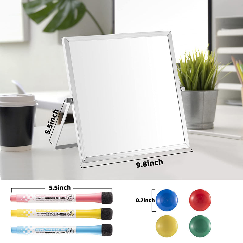 [Australia - AusPower] - Small Dry Erase Board, 10" X 10" Small Whiteboard with Stand, Portable Magnetic Tabletop Erase Board for Kids Drawing, Desktop for Students Kids Home Office 