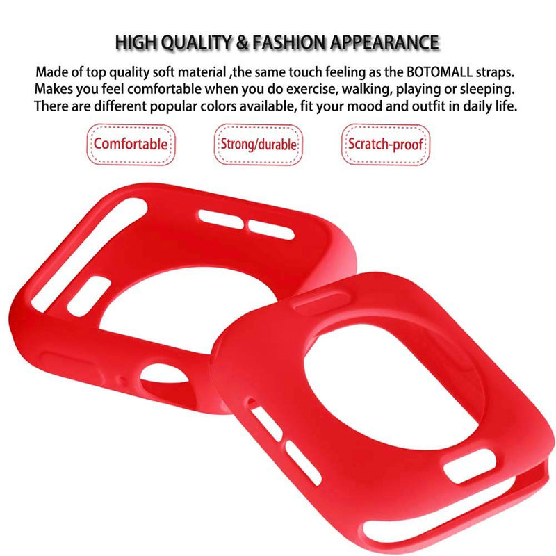 [Australia - AusPower] - BOTOMALL for Apple Watch Case 42mm Series 3/2 Premium Soft Flexible TPU Thin Lightweight Protective Bumper Cover Protector for iWatch(Red,42MM Series 3/2) red 42 mm 