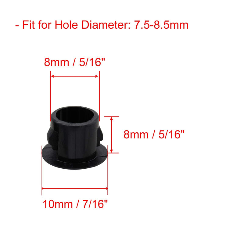 [Australia - AusPower] - VictorsHome Hole Plugs Plastic 8mm (5/16") Fit for 7.5-8mm Diameter Locking Hole Tube Flush Type Panel Plugs Fastener Cover for Kitchen Cabinet Furniture Black 50 Pcs 8mm(5/16") 