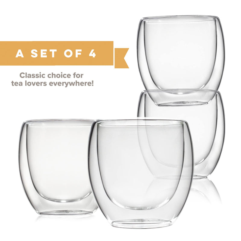 [Australia - AusPower] - Espresso Shot Glass, Durable Double Walled Espresso Cups, Clear Shot Glasses for Coffee Shots, Shot Glasses Set of 4, 2.7oz 4 Count (Pack of 1) 