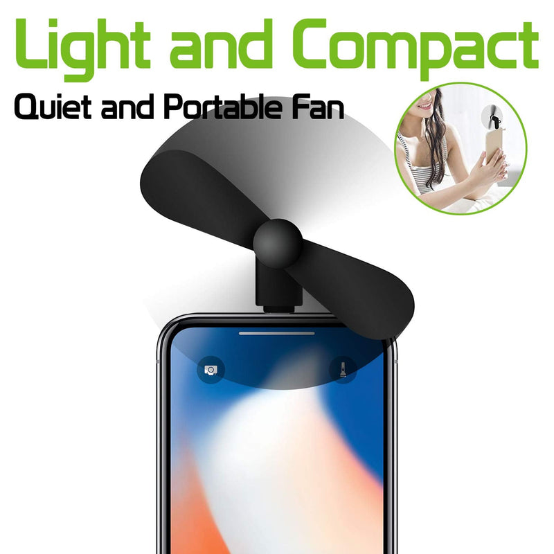 [Australia - AusPower] - Cellet Mini Portable USB Fan Compatible with Apple iPhone 12 Pro Max mini 11 Max XS Max Xr X 8 7 6 5 and All Other Lighting Port - Black 