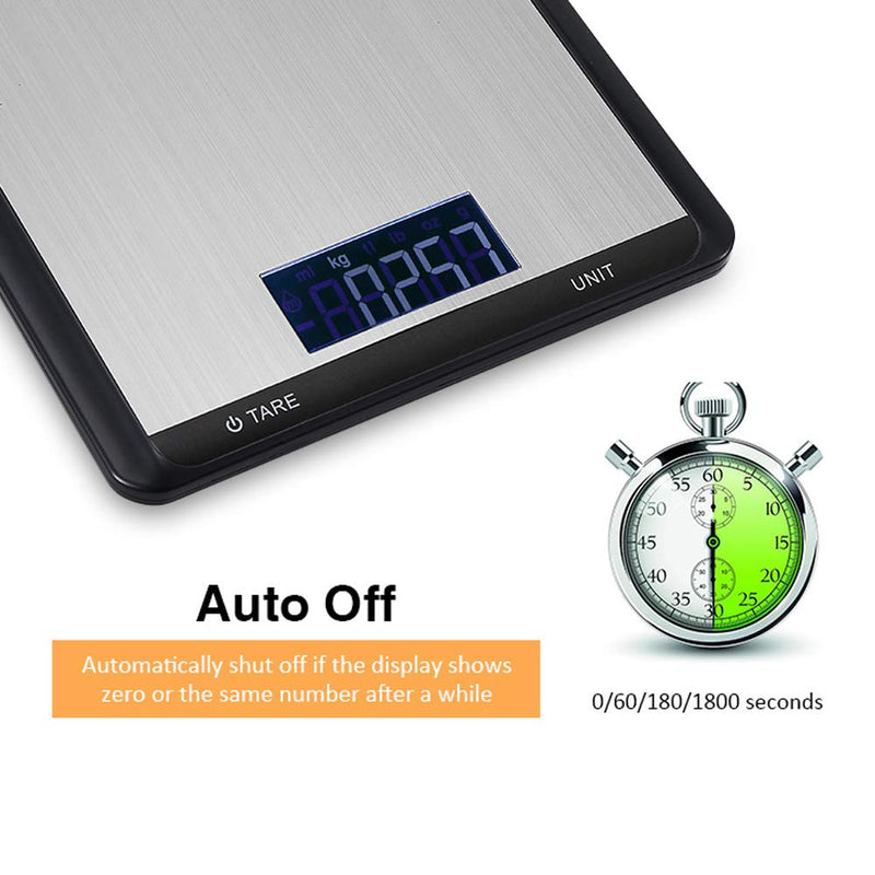 [Australia - AusPower] - Food Scale Digital Kitchen Scale Ounces 22lbs/10kg Capacity Large LCD Display Tare Function Ultra Slim Multifunction Electronic Scale for Fruits,Milk,Cooking,Baking 
