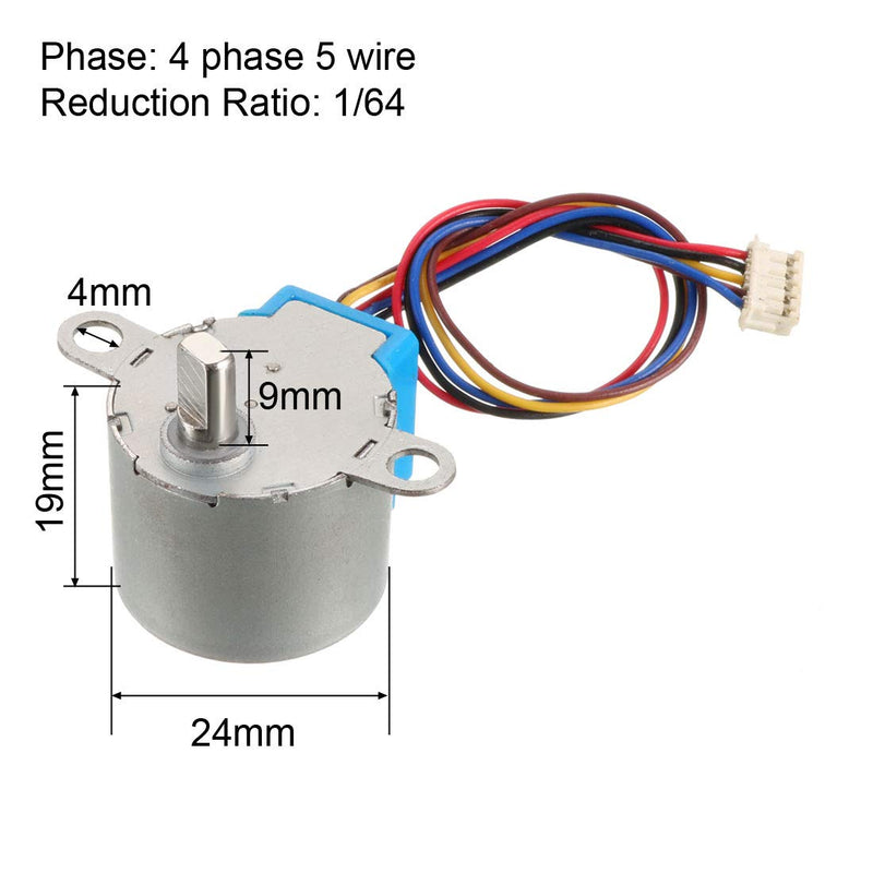 [Australia - AusPower] - uxcell 2PCS 24BYJ48 DC 5V Reduction Stepper Motor Micro Reducer Motor 4-Phase 5-Wire 1/64 Reduction Ratio 