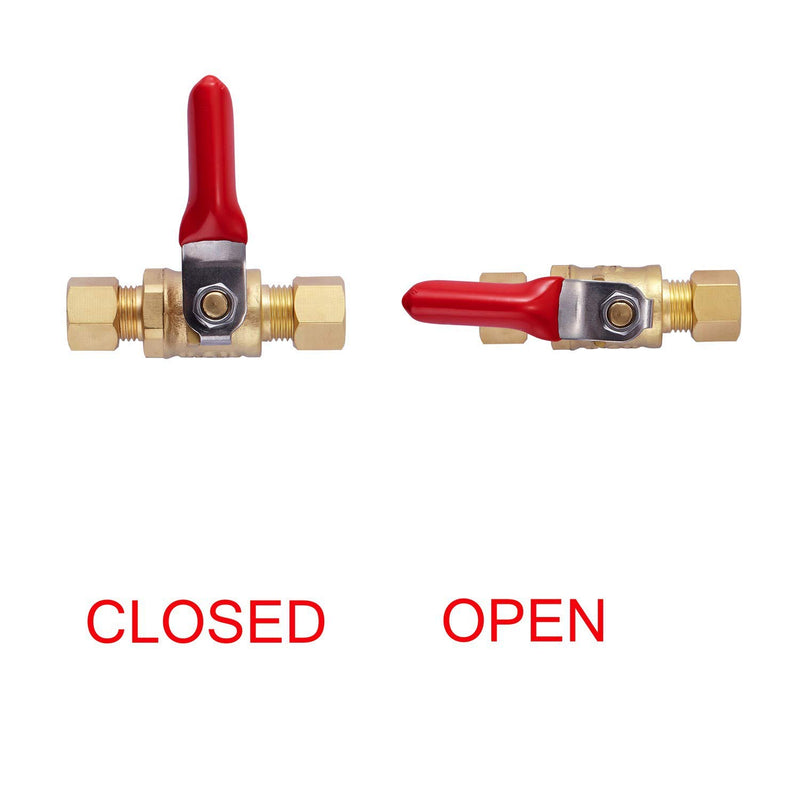 [Australia - AusPower] - Litorange 1 Pack Lead Free Brass Mini Ball Valve Shut Off Switch, 1/4 inch Compression by 1/4 Compression Fitting 1PCS 1/4 x 1/4 Com 