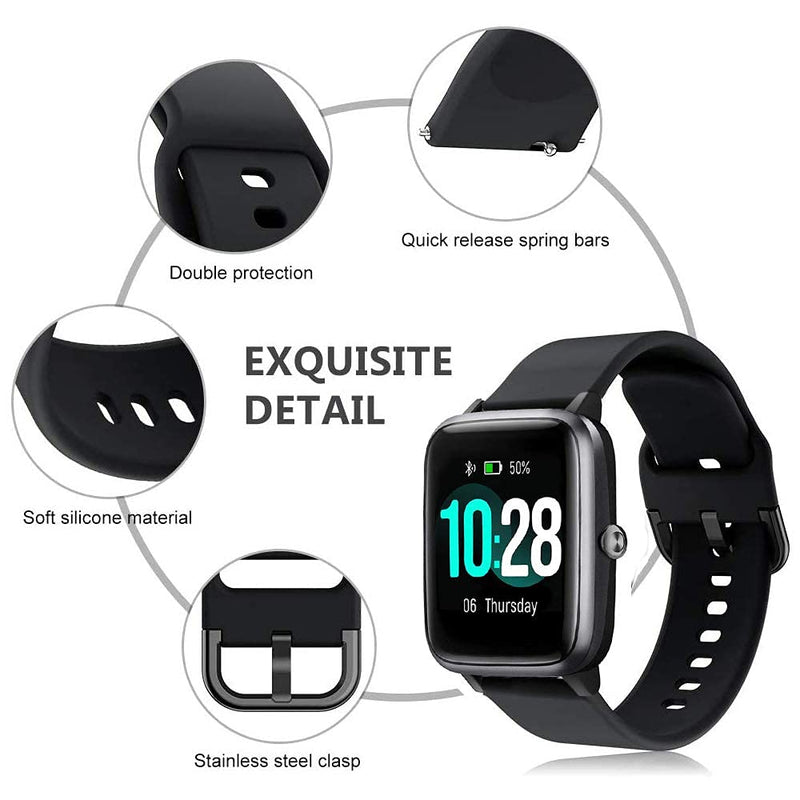 [Australia - AusPower] - ViCRiOR Bands Compatible with 19mm ID205L Veryfitpro Smart Watch, Quick Release Soft Silicone Fadeless Pattern Printed Floral Replacement Band for ID205L, ID205G ID205 ID205U ID205S SW020 SW021 SW02 3 Pack（Leopard+ Sunflower + Black） 