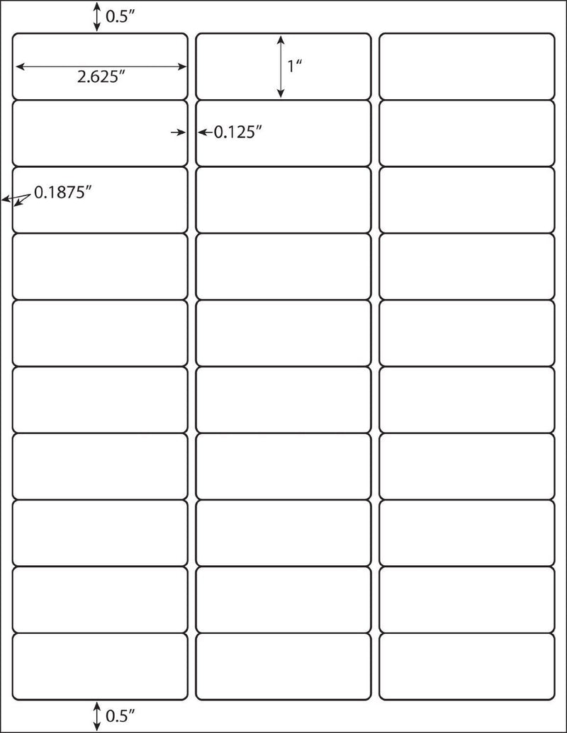 [Australia - AusPower] - Address Labels for Inkjet Printers 1" x 2-5/8", Pack of 750 Labels 25 sheets / 750 labels 