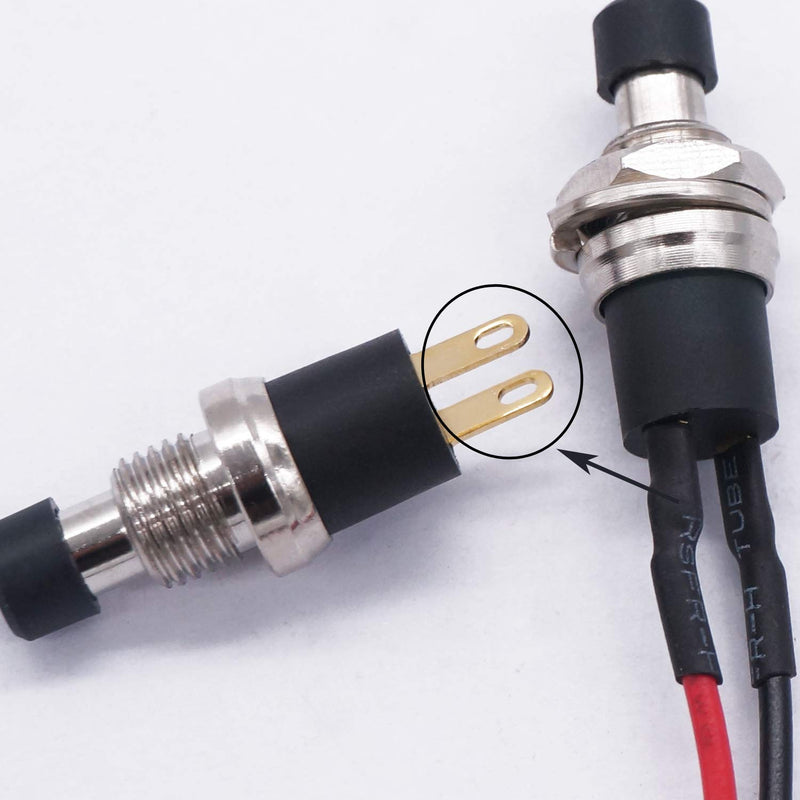 [Australia - AusPower] - Twidec/4Pcs Latching Push Button Switch 3A 250V AC 2 Pins Self-Locking SPST ON/Off Black Mini Switch Pre-soldered Wires L-PBS-110-XBK 